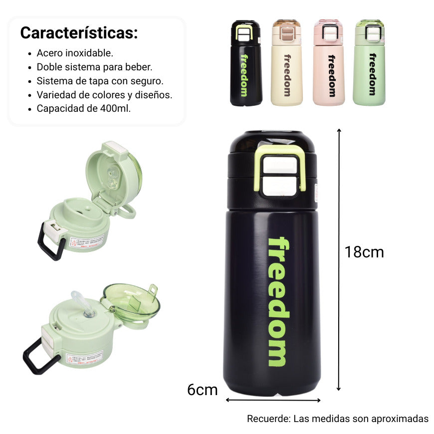termo acero inoxidable 400ml dim:6x6x18