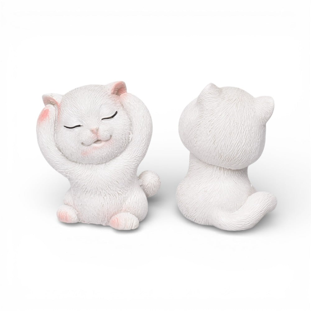 adorno resina blanco diseño gato dim:3x5x3