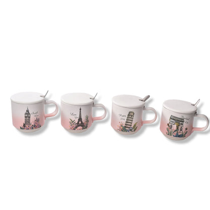 POCILLO CON CUCHARA MUG POCILLO CERAMICA DE CAFE VASO MUG