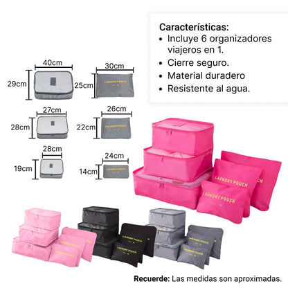 SET ORGANIZADOR DE VIAJE PORTATIL 6 UNIDADES