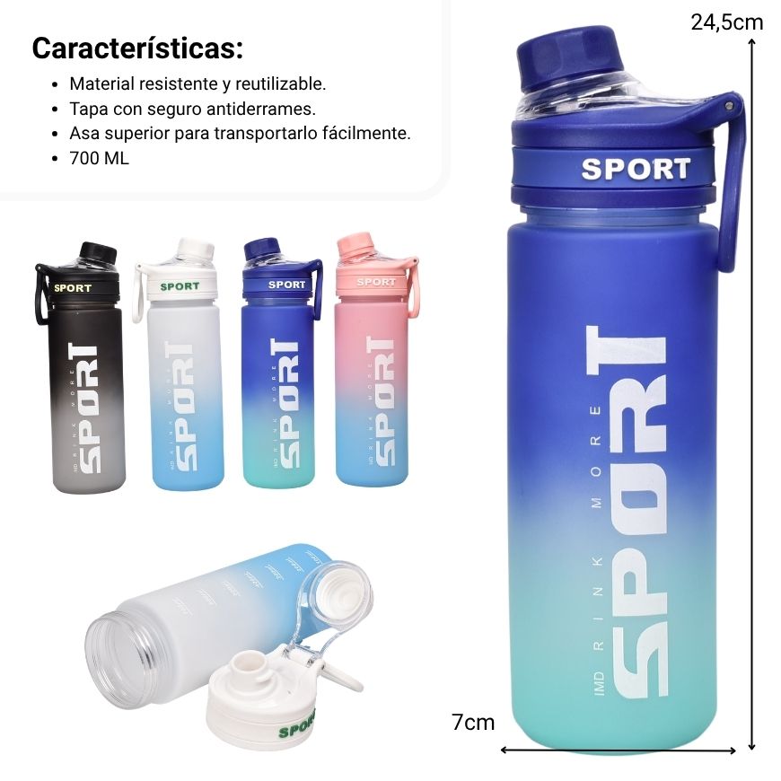 botella de agua 700ml plastico