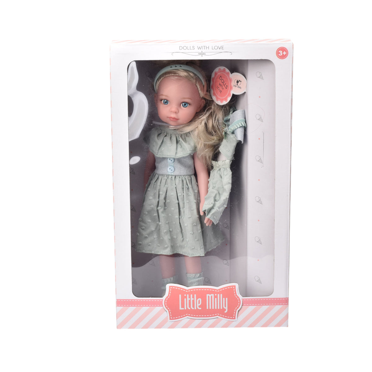 juguete muñeca de caucho con accesorios dim:22x10x36