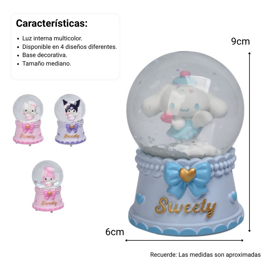 adorno esfera de vidrio y plastico personaje