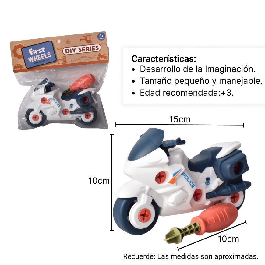 juguete moto armable con accesorios para niños