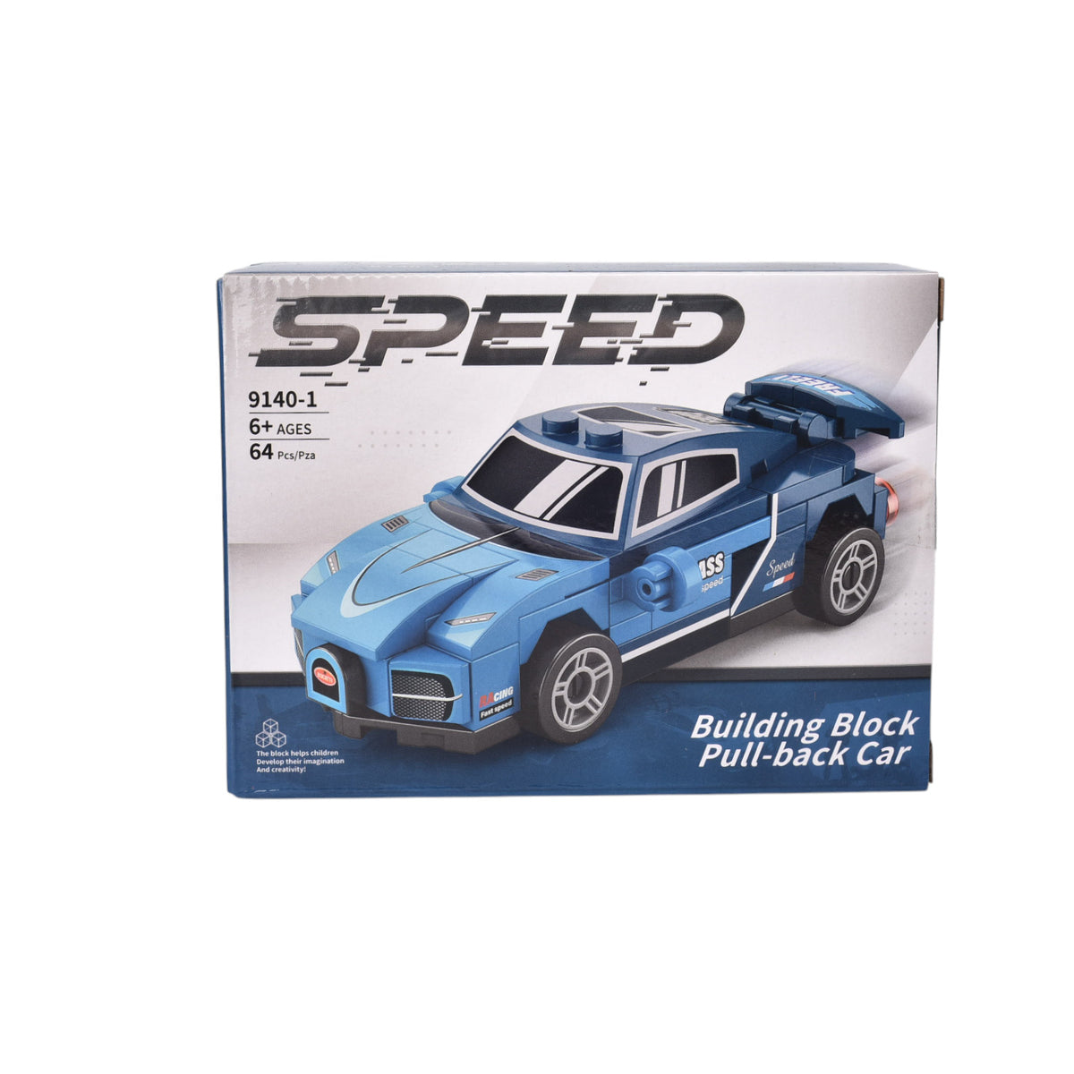 bloques fichas plastica armable carro azul dim:15x5x11
