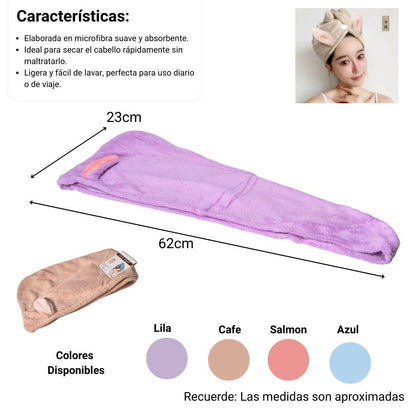 GORRO MICROFIBRA POLIESTER PARA SECAR EL CABELLO