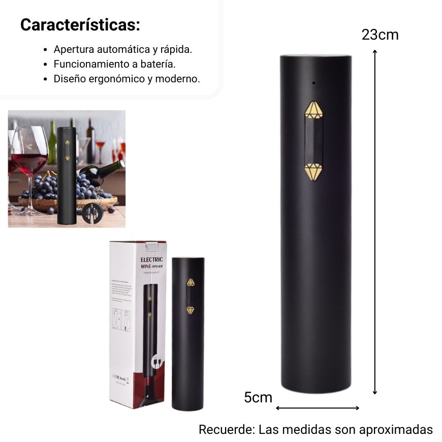 sacacorcho electrico para vino dim:23x5