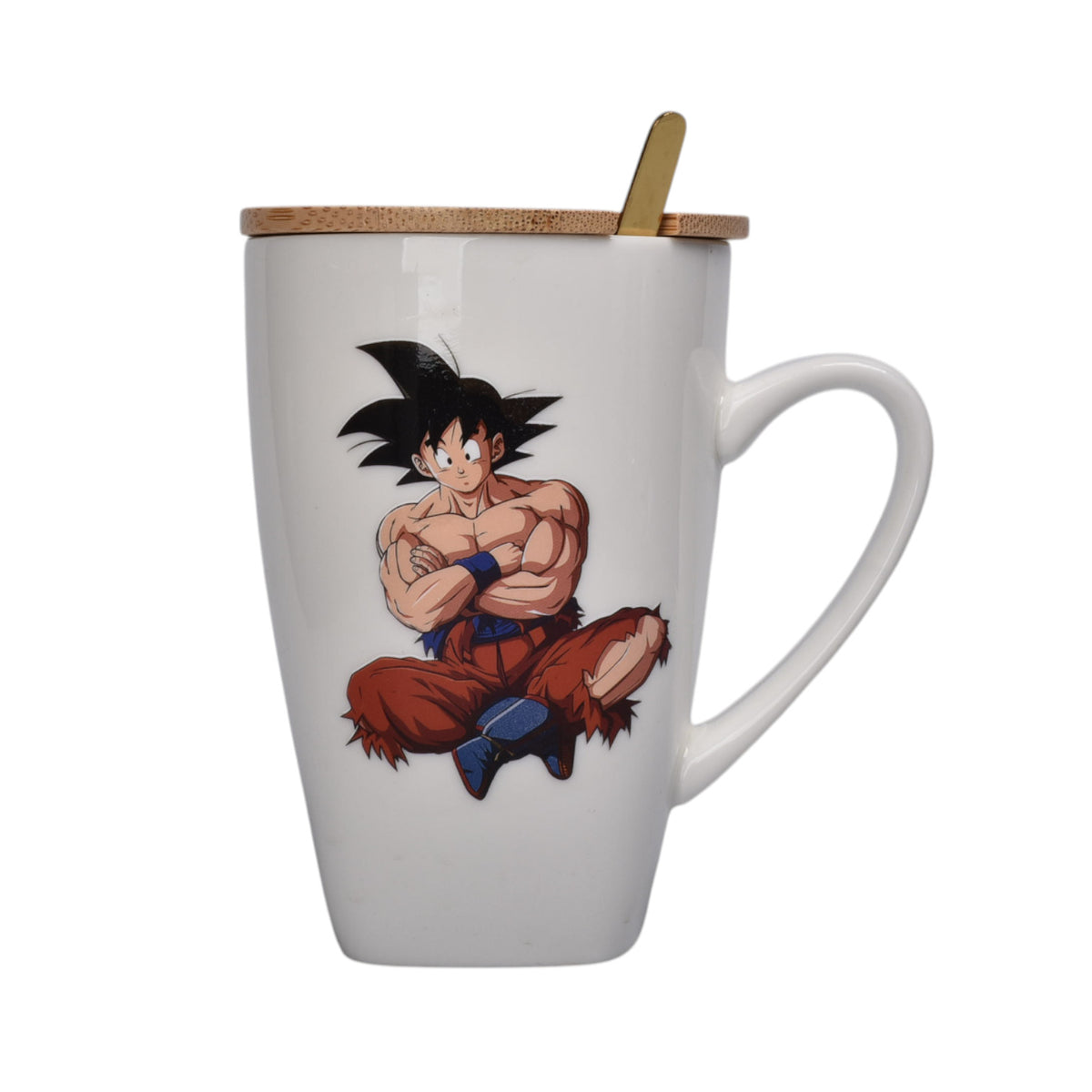 mug pocillo ceramica personaje con tapa de madera 380ml