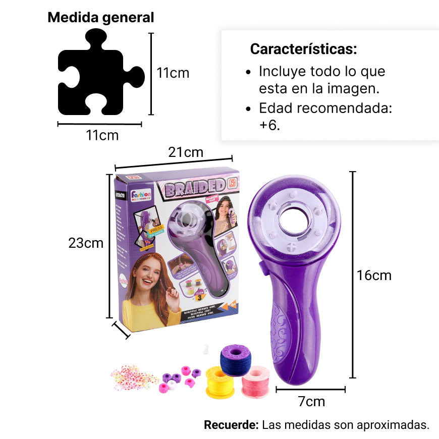 kit trenzador infantil de pelo con accesorios