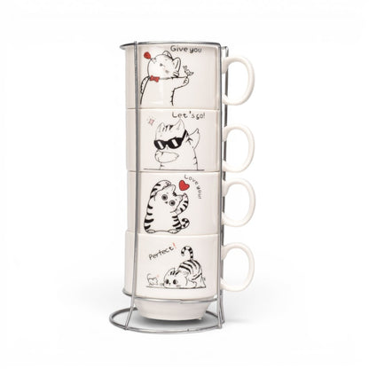 POCILLO SET 4PCS CERAMICA CON BASE DIM:20X8CM