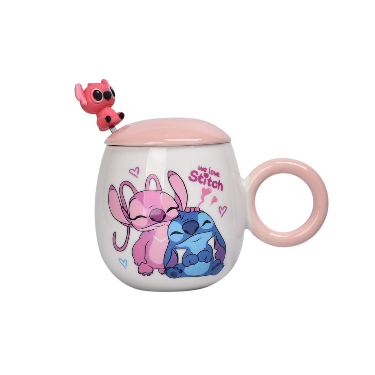 mug pocillo con tapa ceramica personaje 380ml dim:10x6