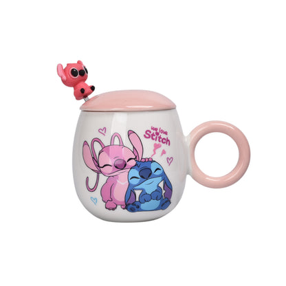 MUG POCILLO CON TAPA CERAMICA PERSONAJE 380ML DIM:10X6