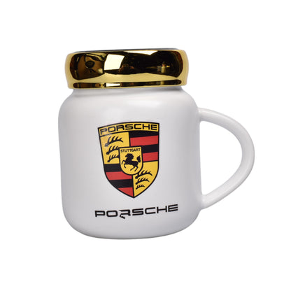 MUG POCILLO CERAMICA DIFERENTES COLORES CON TAPA ESPEJO 420ML