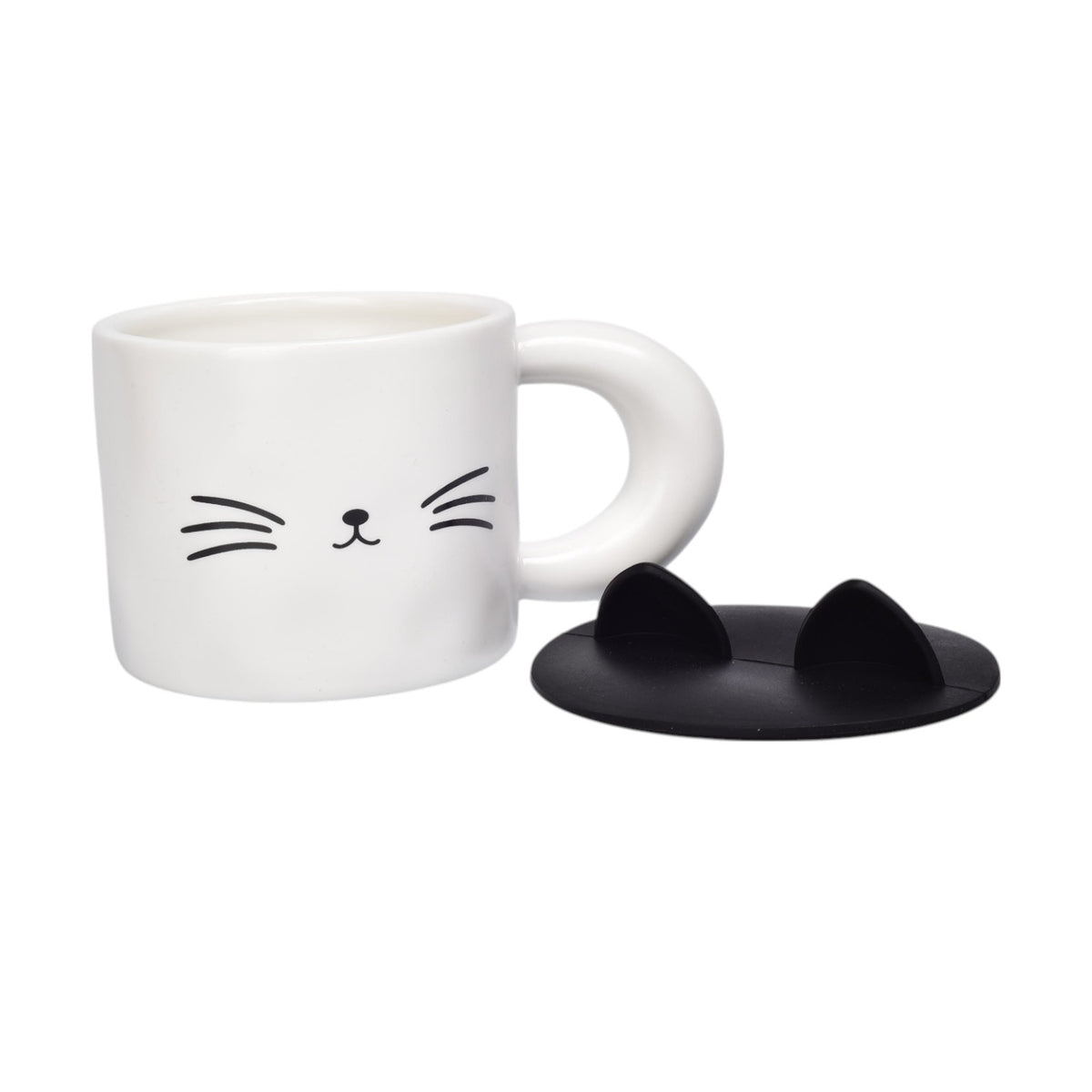 mug pocillo ceramica diseños de gato con tapa dim:9x9x7