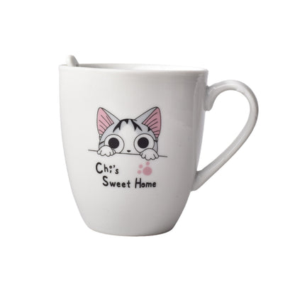 POCILLO MUG CON CUCHARA EN CERAMICA DISEÑO DE GATOS