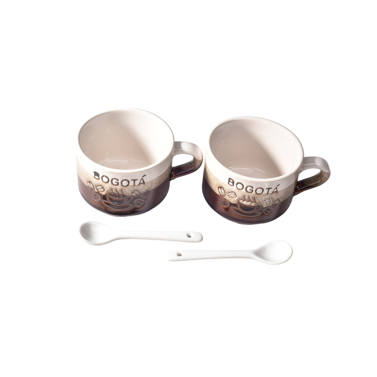 set 2pcs pocillos con cucharas  ceramica dim:7x7x6
