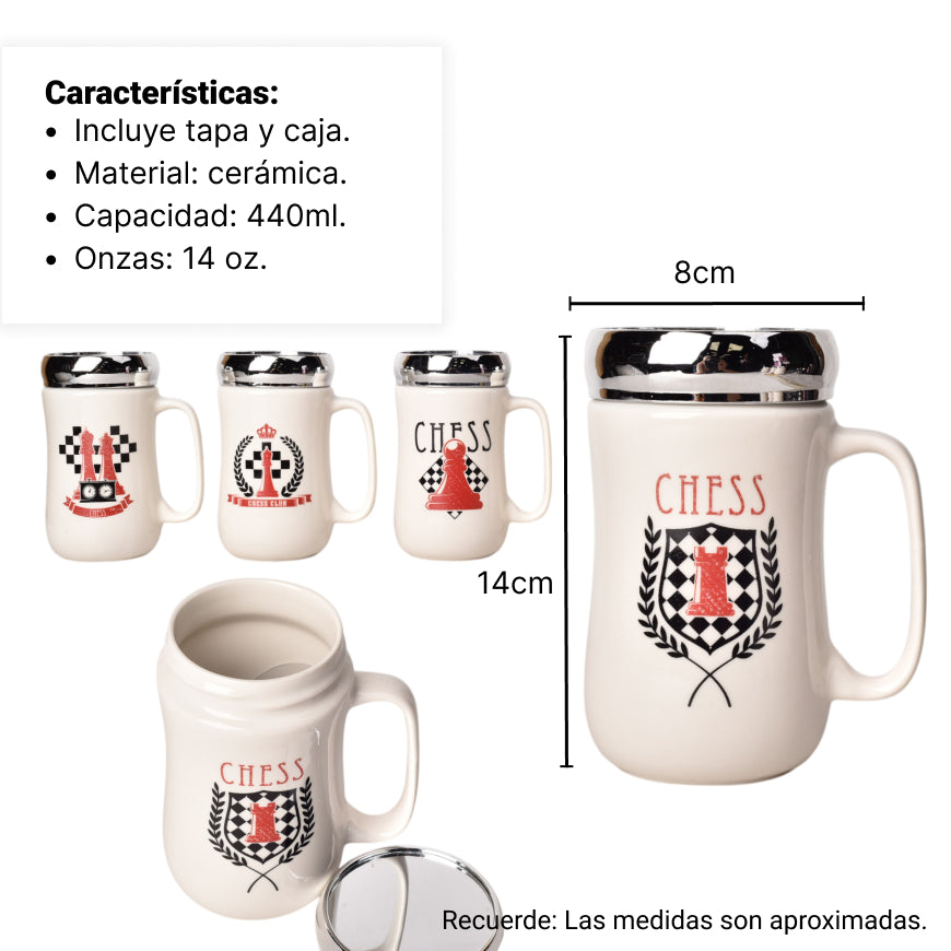 mug pocillo ceramica con tapa diferentes diseños 440ml dim:8