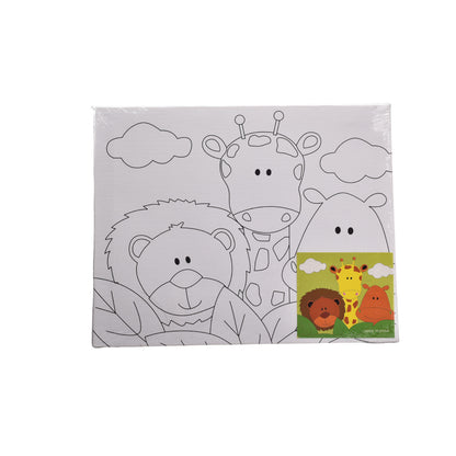 SET LIENZO CUADRADO ANIMALES MADERA+FIBRA CON TEMPERAS DIM:2