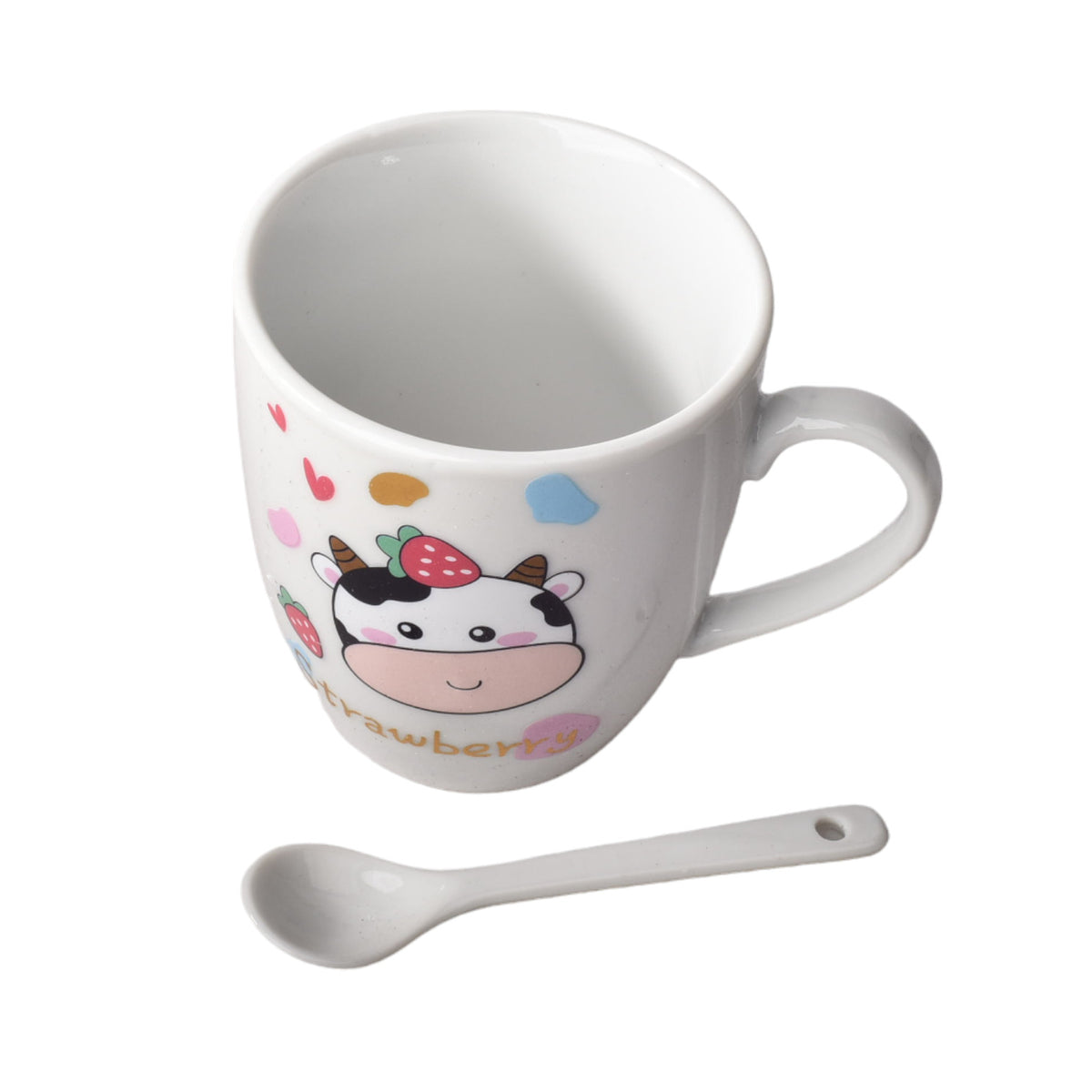pocillo mug con cuchara en ceramica diseño de vaca