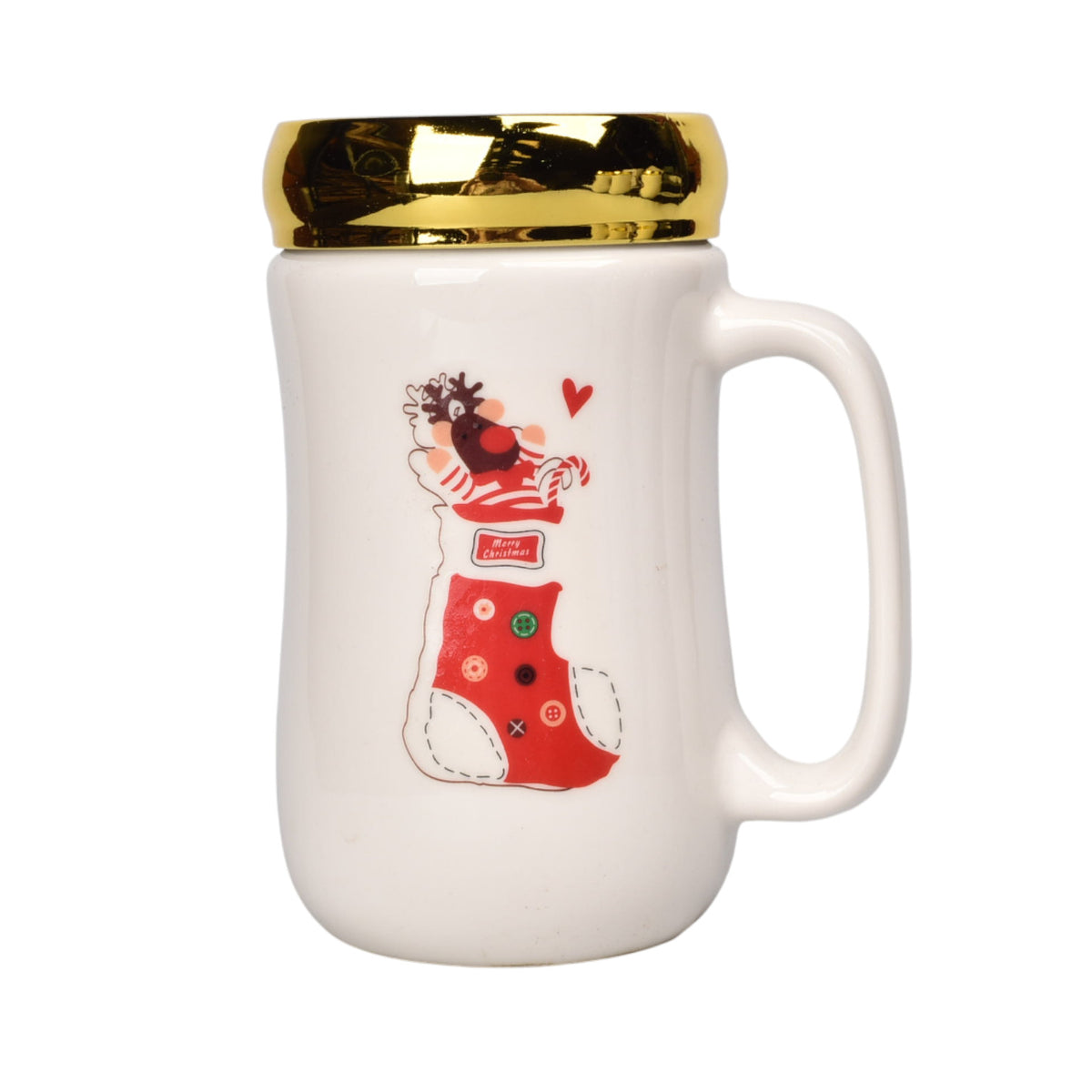 mug pocillo ceramica tapa espejo navidad 400ml