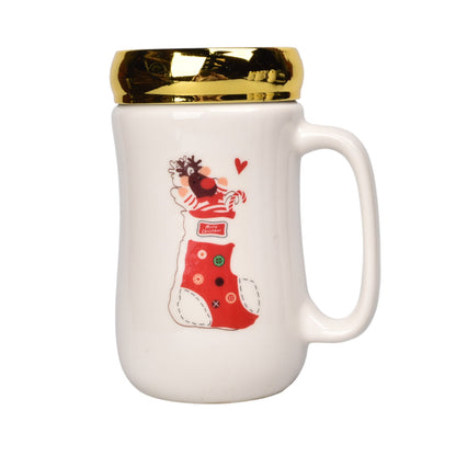 MUG POCILLO CERAMICA TAPA ESPEJO NAVIDAD 400ML
