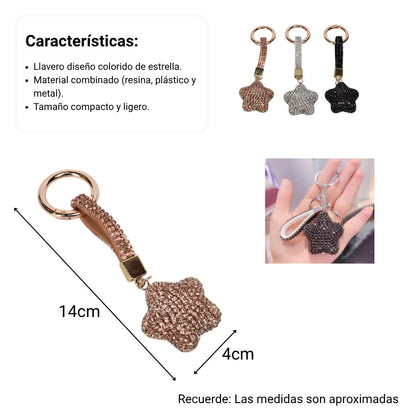 LLAVERO RESINA PLASTICO Y METAL ESTRELLA DIM:4X2X14