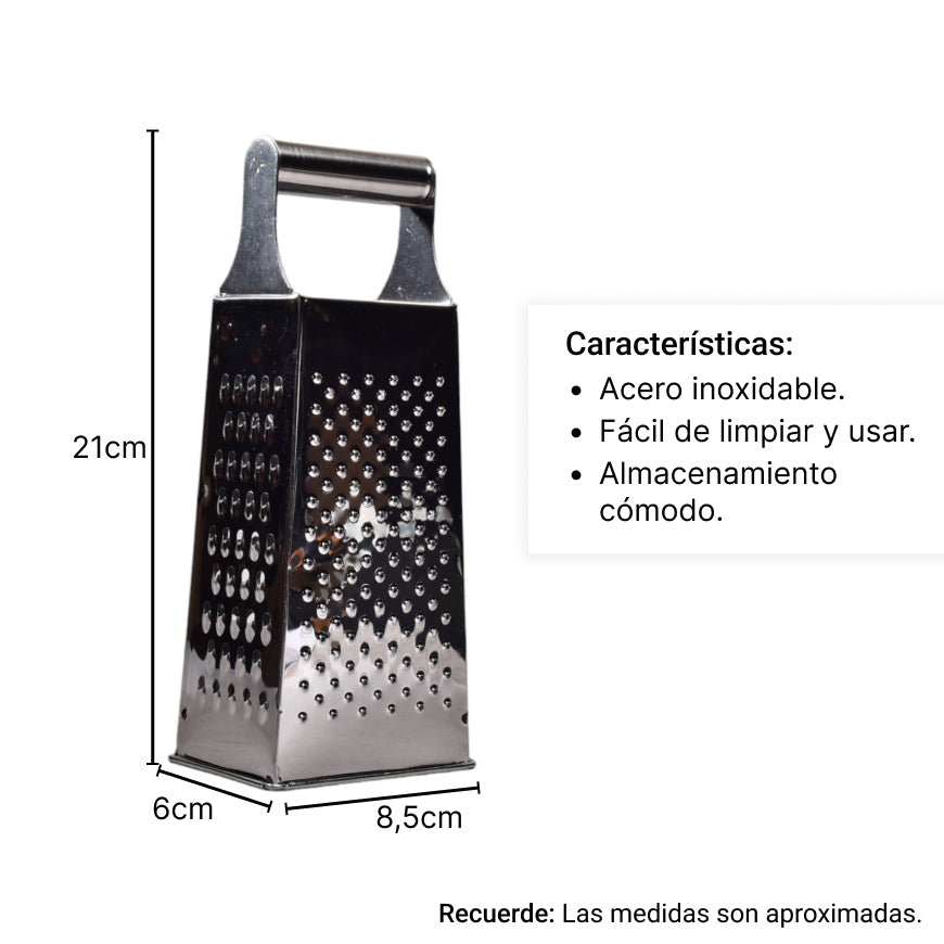 rallador en acero inoxidable dim:9x6x21cm