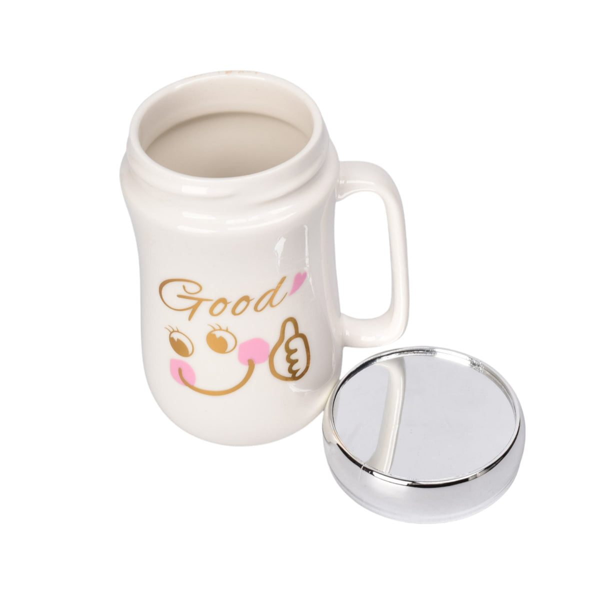 mug pocillo ceramica tapa espejo 450ml