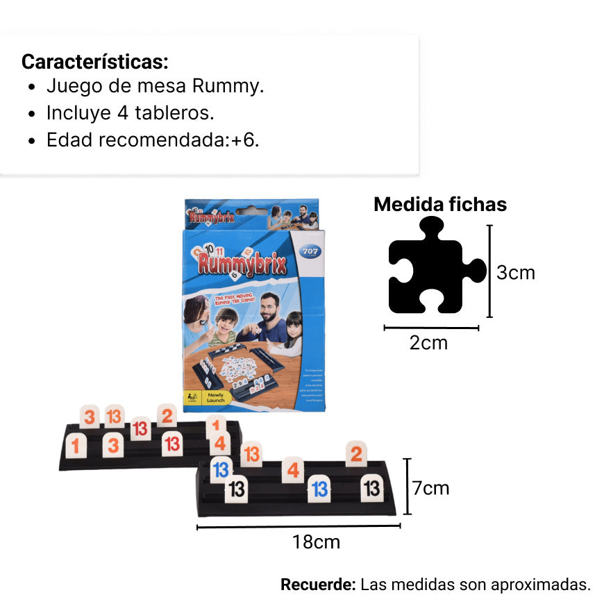 mini juego mesa clasico logica rummy dim:19x15x4