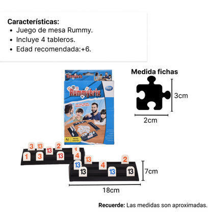 MINI JUEGO MESA CLASICO LOGICA RUMMY DIM:19x15X4