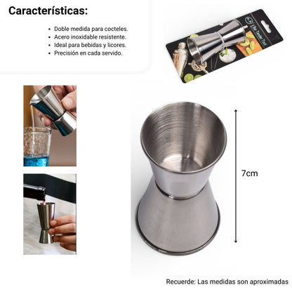 MEDIDOR DE COCTELERIA ACERO PLATEADO DIM:4X4X7