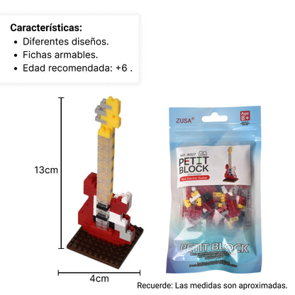 FICHAS PEQUEÑAS DE ARMAR GUITARRA PARA NIÑOS PLASTICO DIM:4X