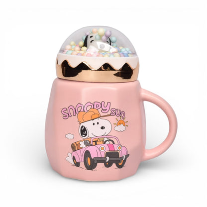 MUG POCILLO CON TAPA CERAMICA PERSONAJE 400ML DIM:8X8X13