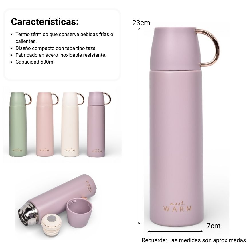 termo  acero inoxidable 500ml dim:7x7x23
