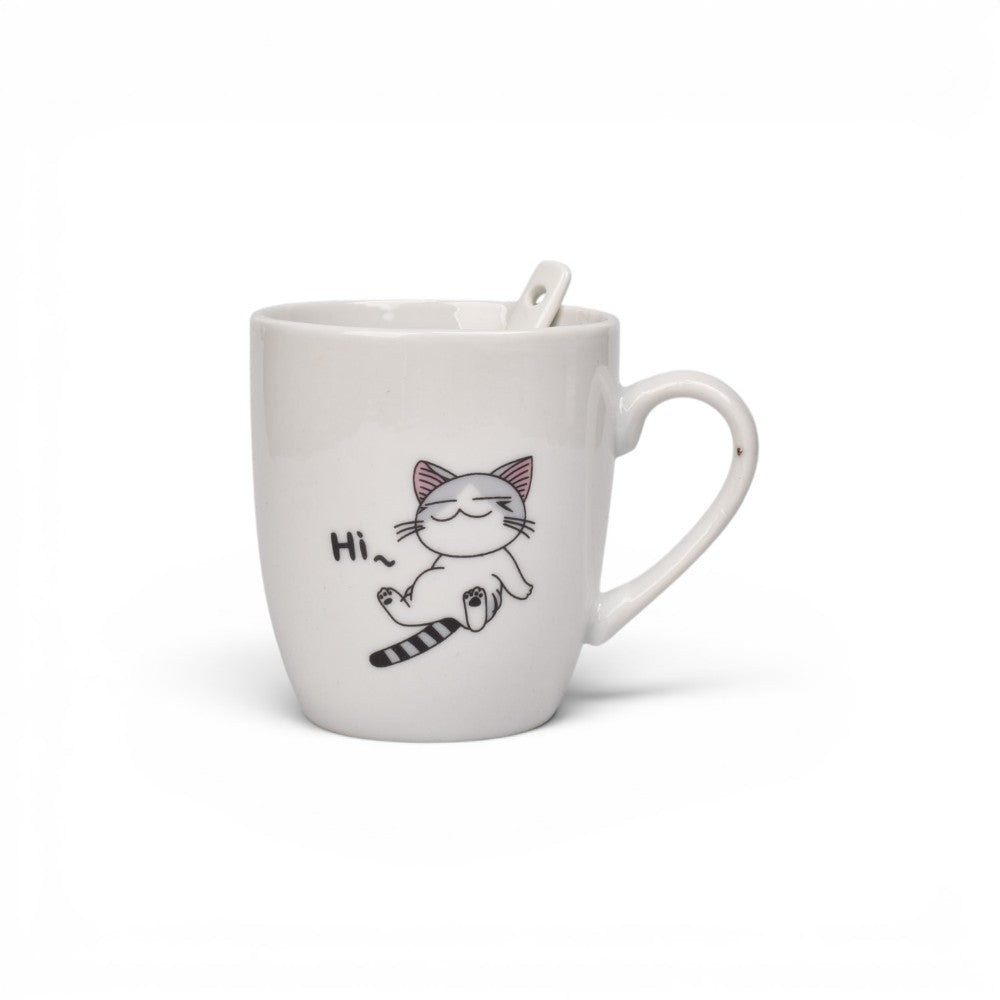 mug pocillo ceramica con cuchara diseño gatos 200ml