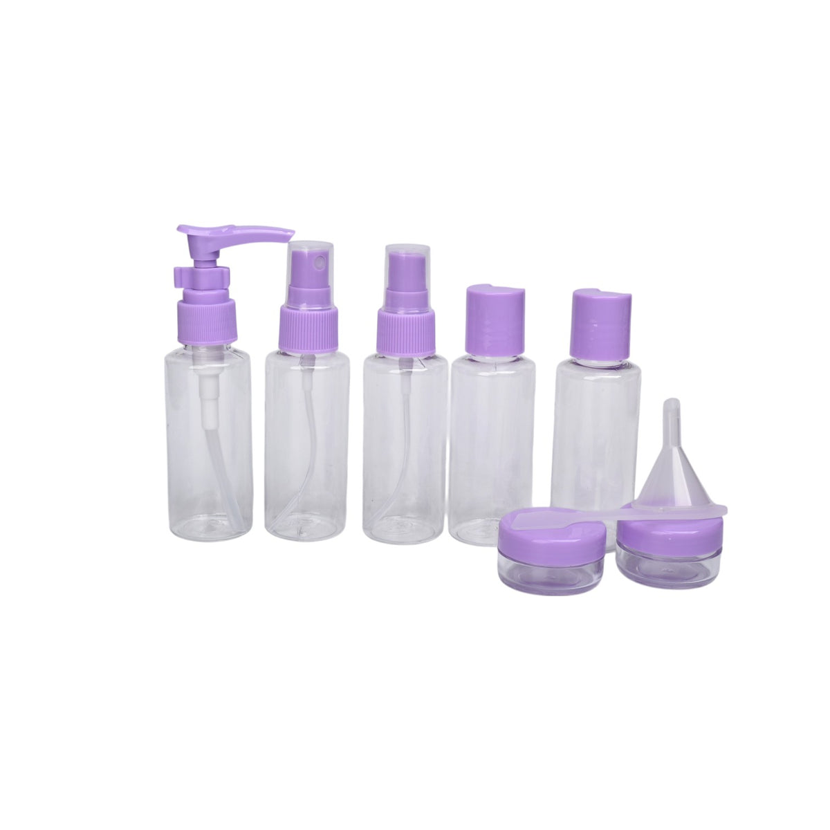 kit 9 envases recargables viajero plastico 50ml dim:22x16x4