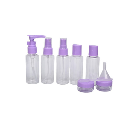 KIT 9 ENVASES RECARGABLES VIAJERO PLASTICO 50ML DIM:22X16X4
