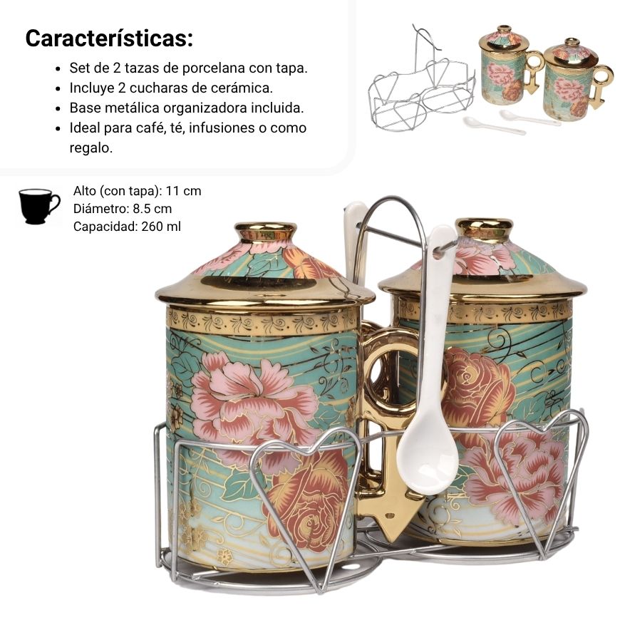 set tetera 2pcs con cuchara y base 260ml