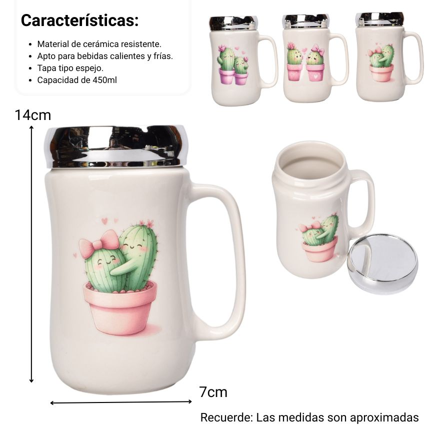 mug pocillo ceramica tapa espejo captus 450ml