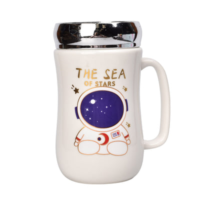 MUG POCILLO CERAMICA TAPA ESPEJO DISEÑO ASTRONAUTA 450ML