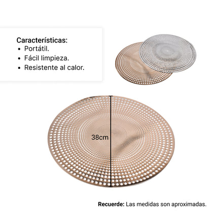 INDIVIDUALES COMEDOR DORADOS PLATEADOS HOGAR MESA