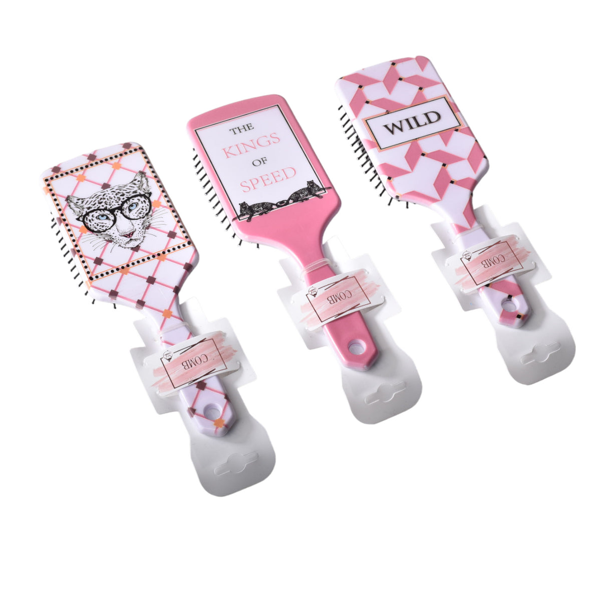 cepillo plastico para cabello varios diseños dim:7x24x4