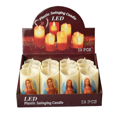 VELA DECORATIVA CON IMAGEN PLASTICA DE PILA DIM:5X5X9