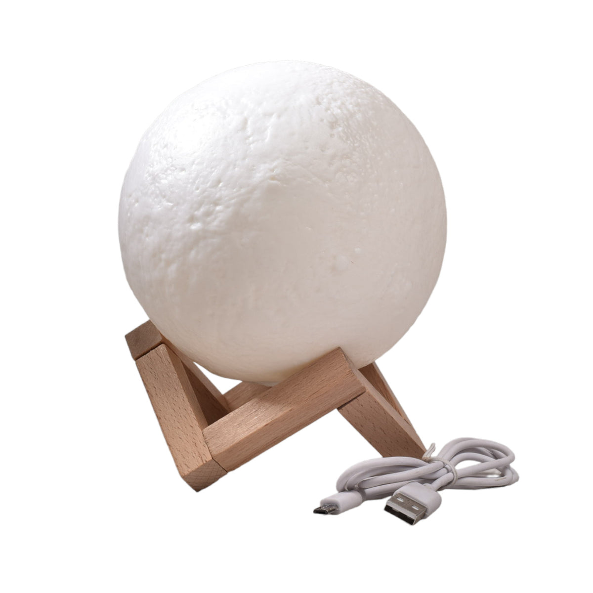 lampara led forma de luna recargable con cable udb y base ma