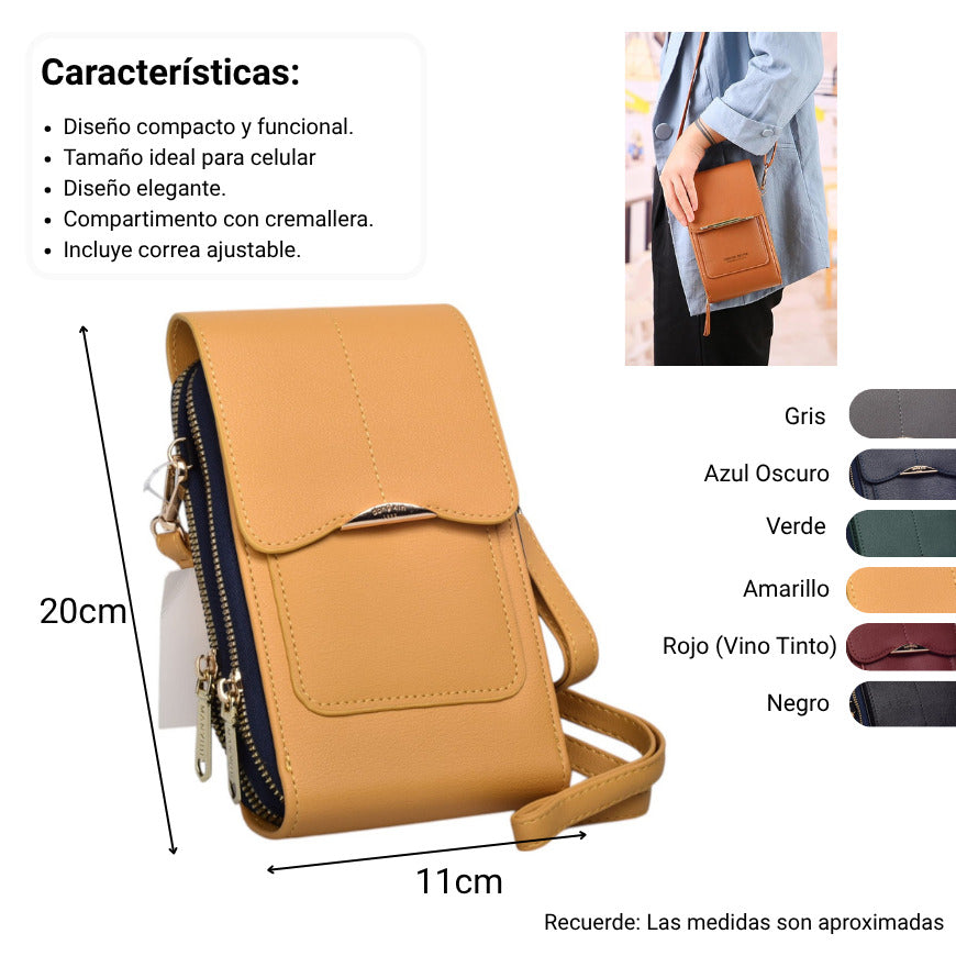 bolso billetera dama sintetico dim:20x11x5