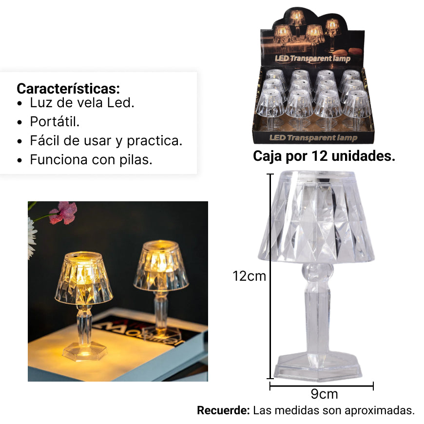 lampara decorativa con luz led plastica de pila dim:6x6x12