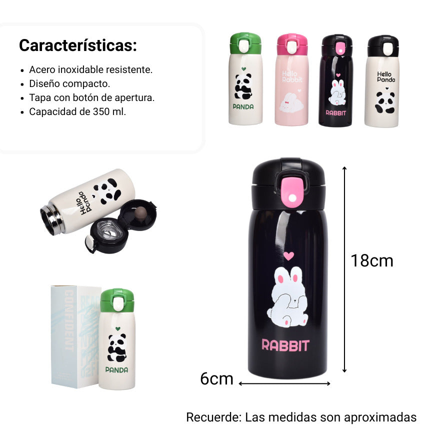 termo acero inoxidable 350ml animales dim:6x6x18