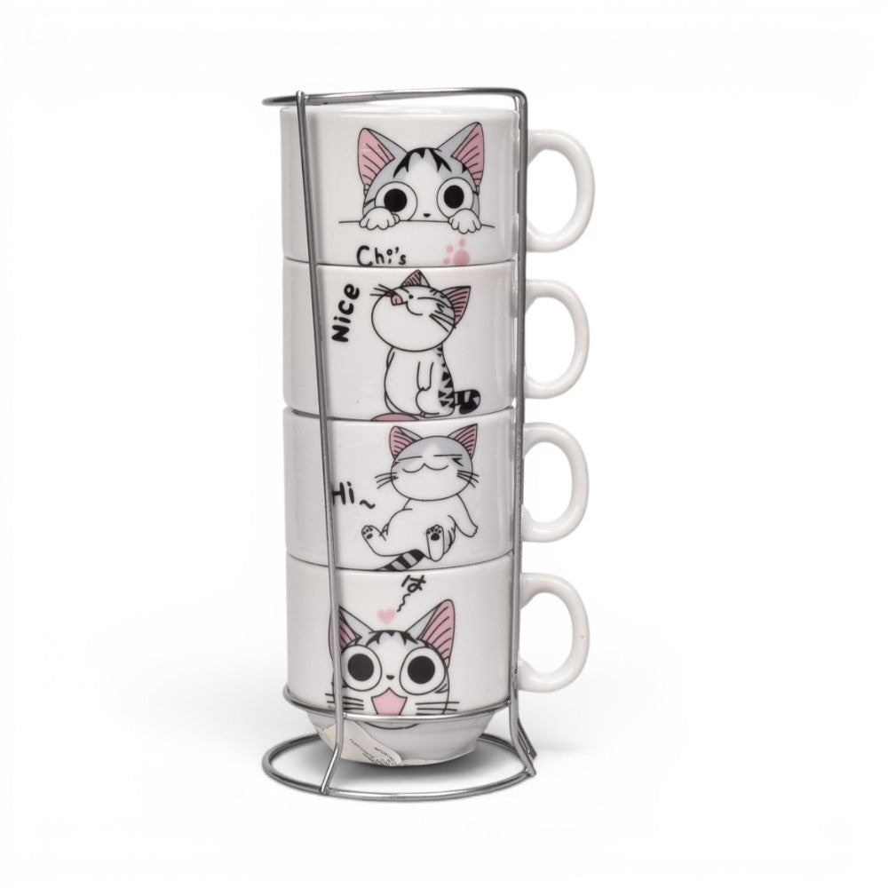 pocillo set 4pcs ceramica con base dim:7x17cm