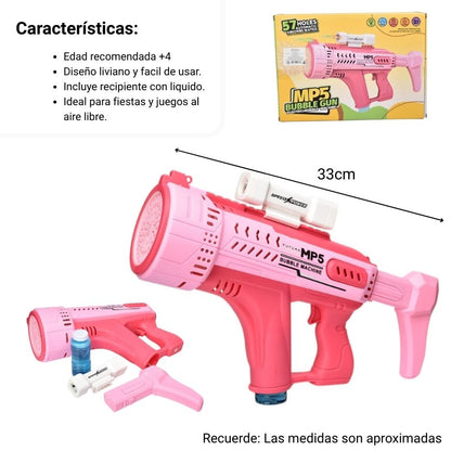 JUGUETE PISTOLA DE BURBUJAS ROSADA DIM:33X24X13