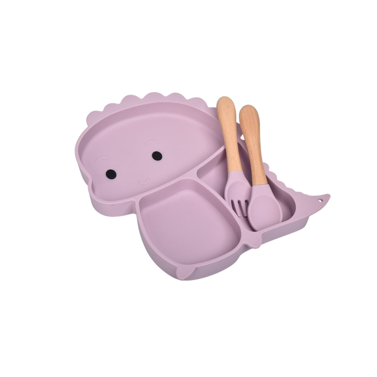 plato con cubierto silicona para niños dim:23x18x2
